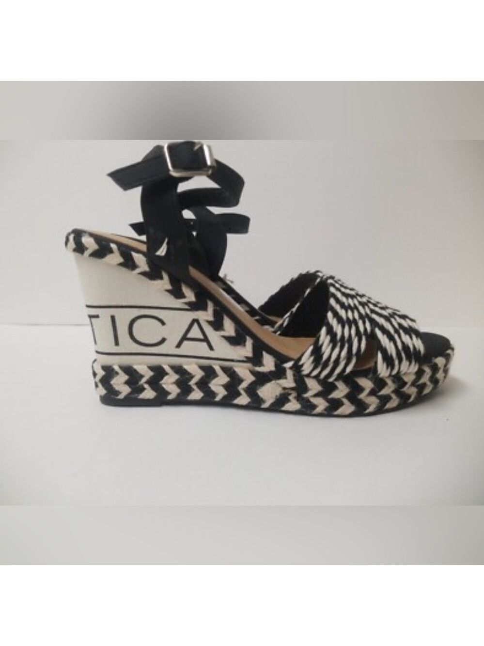 Nautica Black and White Patterned Wedges